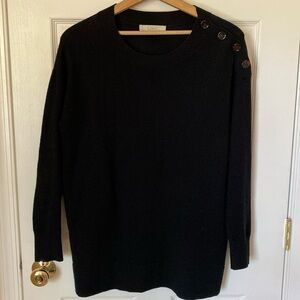 Black Loft cotton sweater with buttons at the neck/shoulder